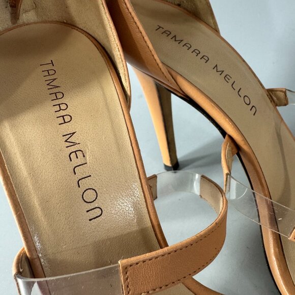 Tamara Mellon Beige Strappy Transparent Strap Detail Heel, Size 37 - Picture 13 of 14